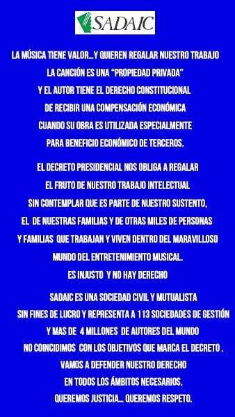 SADAIC DICE QUE LOS SALONES DE FIESTAS DEBEN PAGAR POR DERECHOS DE OBRAS MUSICALES