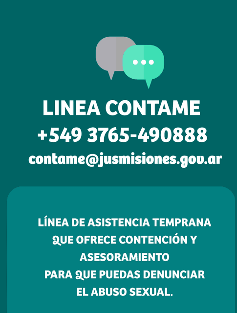 DIVULGAN EN ARISTÓBULO LA LÍNEA DE WHATSAPP DE ASISTENCIA A VÍCTIMAS DE ABUSO INFANTIL DENOMINADA “CONTAME”