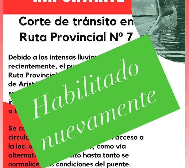 TRÀNSITO HABILITADO EN RUTA 7