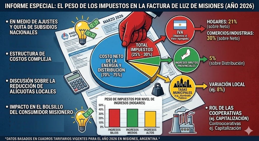 EL PESO DE LOS IMPUESTOS EN LA FACTURA DE LUZ EN MISIONES