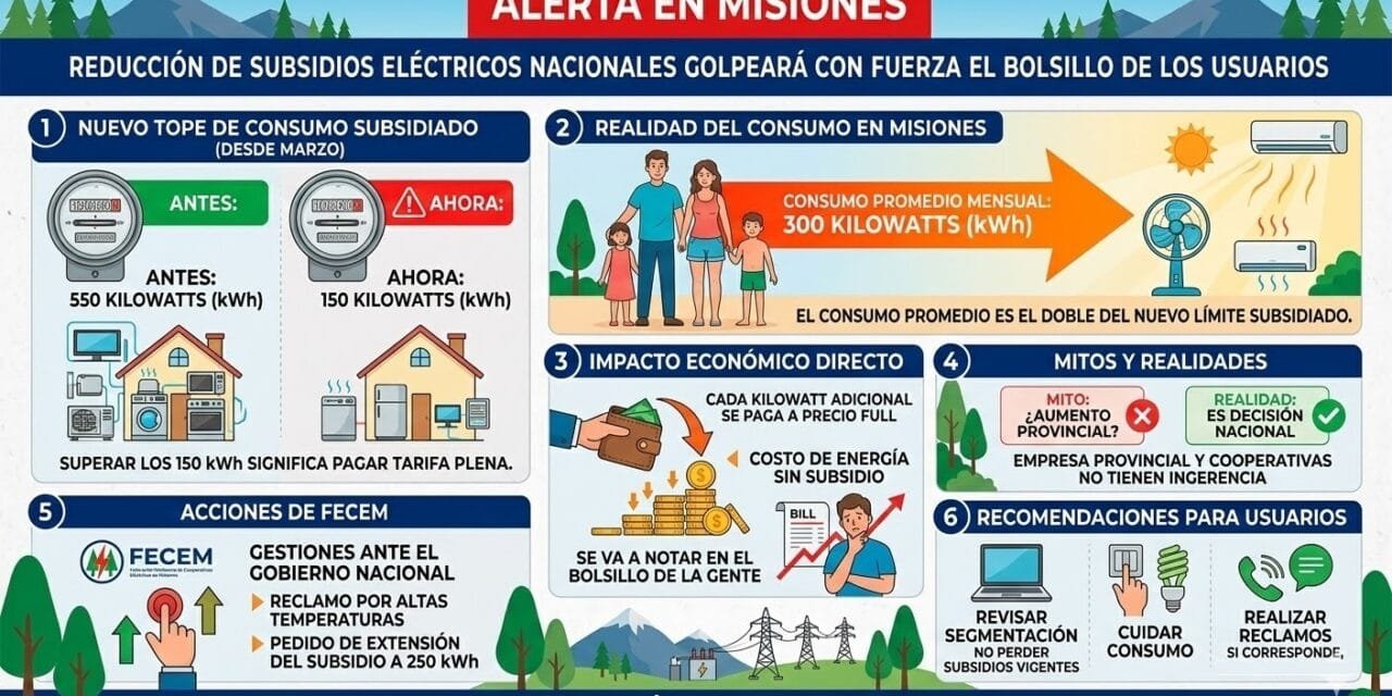 LA REDUCCIÓN DE SUBSIDIOS ELÉCTRICOS NACIONALES SE SENTIRÁ EN EL BOLSILLO DE LOS MISIONEROS